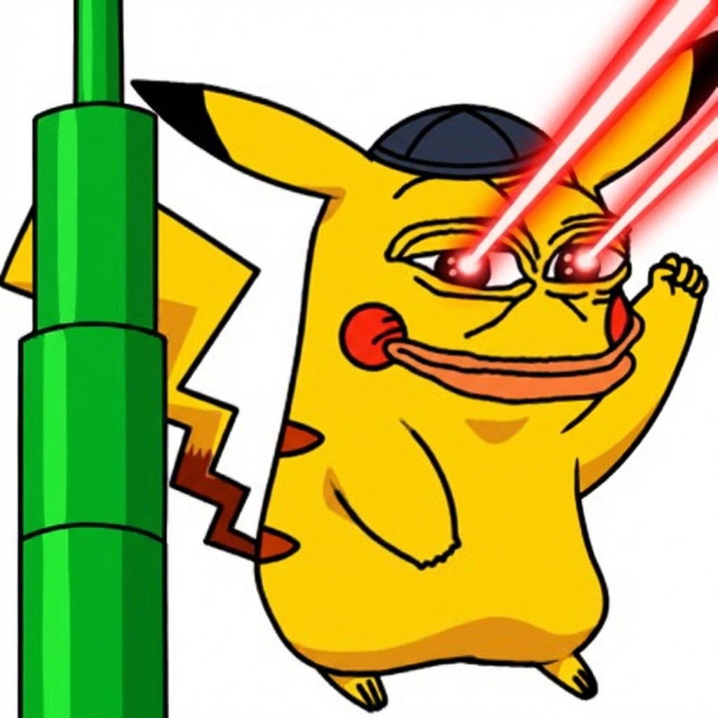 Kipachu with laser eyes and pipe